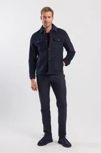 Темно-синее шерстяное пальто для новорожденных Comfort Fit - JAKAMEN (1)