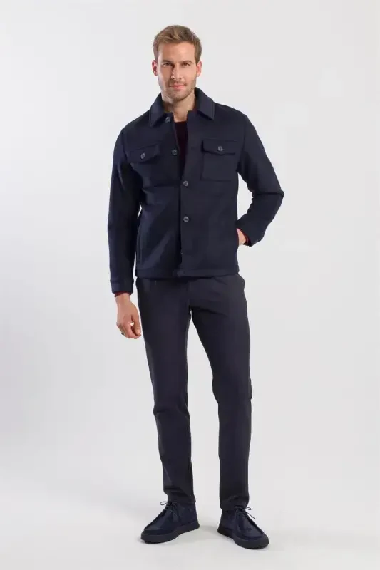 Темно-синее шерстяное пальто для новорожденных Comfort Fit - 2