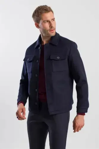 Темно-синее шерстяное пальто для новорожденных Comfort Fit - 3