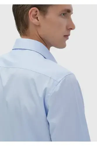 Тёмно-синяя гладкая классическая рубашка Regular Fit из 100% хлопка - 5