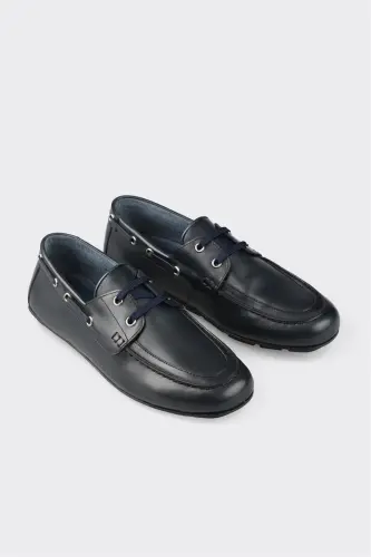Темно-синие кожаные мужские туфли - ELLE SHOES (1)