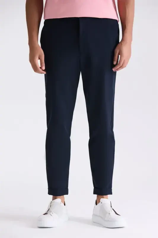 Тёмно-синие спортивные джоггеры Comfort Fit с поясом на резинке - 1