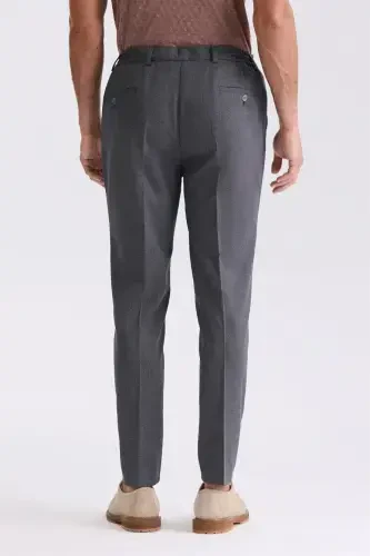 Тёмно-синие удобные шерстяные брюки с эластичной талией. - 3