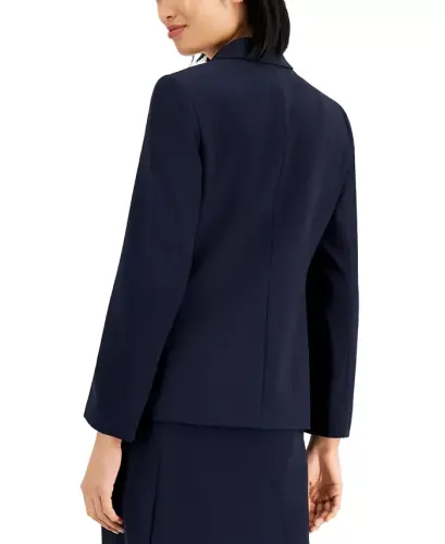 Темно-синий блейзер на двух пуговицах с вырезом - 1