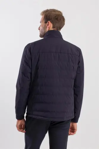 Темно-синий спортивный пуховик Comfort Fit со стоячим воротником - 4