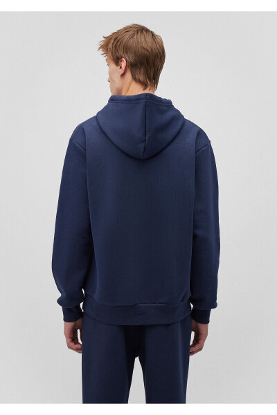 Mühür Logo Baskılı Kapüşonlu Lacivert Sweatshirt 0 - 4