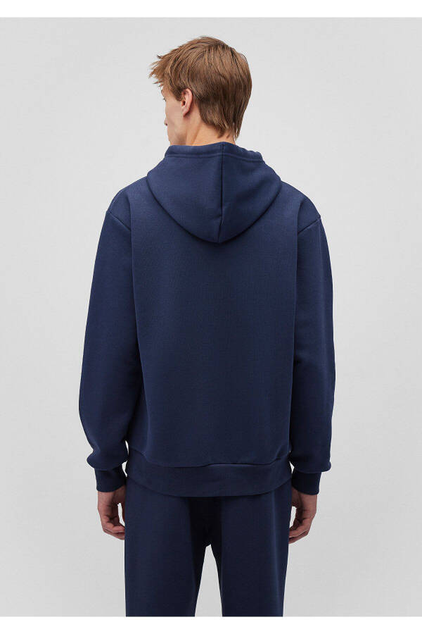 Mühür Logo Baskılı Kapüşonlu Lacivert Sweatshirt 0 - 4