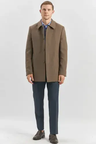 Тёмный Визон Кашемировое Детское Ярмо Стеганая Подкладка Комфортная Посадка Свободный Крой Классическое Пальто 1008245161-Тёмный Визон - 5