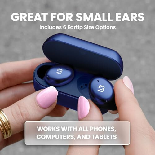 Tempo 30 Wireless Earbuds for Small Ears with Premium Sound, Comfortable Bluetooth Ear Buds for Women and Men, Blue Earphones for Small Ear Canals with Mic, IPX7 Sweatproof, Long Battery, Loud Bass - 1