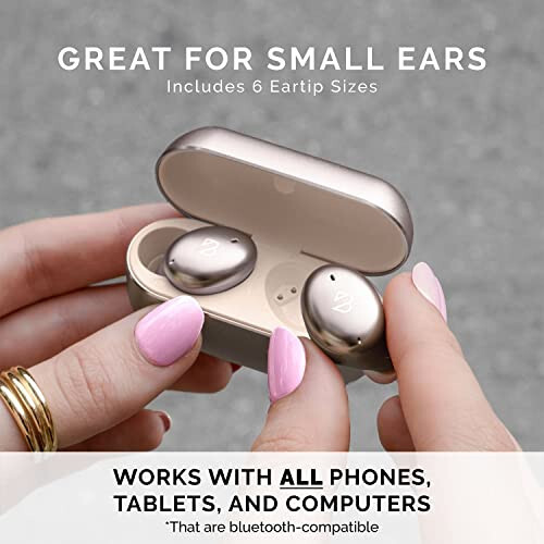 Tempo 30 Wireless Earbuds for Small Ears with Premium Sound, Comfortable Bluetooth Ear Buds for Women and Men, Gold Earphones for Small Ear Canals with Mic, IPX7 Sweatproof, Long Battery, Loud Bass - 13