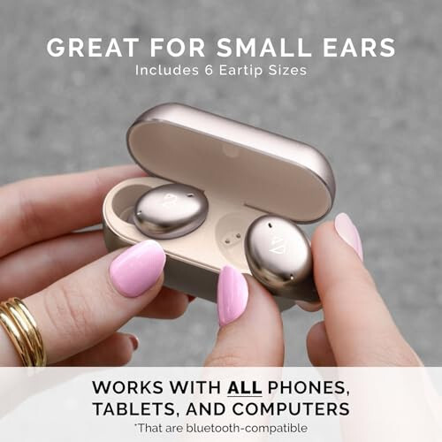 Tempo 30 Wireless Earbuds for Small Ears with Premium Sound, Comfortable Bluetooth Ear Buds for Women and Men, Gold Earphones for Small Ear Canals with Mic, IPX7 Sweatproof, Long Battery, Loud Bass - 9