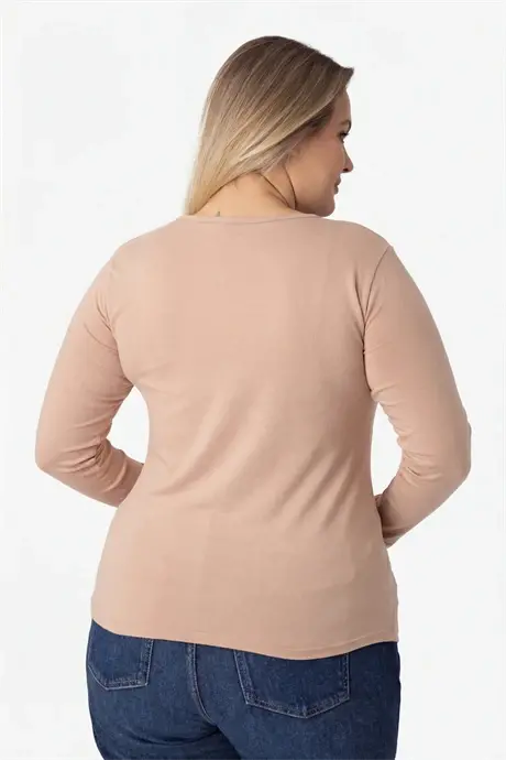 Ten Rengi Uzun Kollu Hamile Tişört Pamuklu Likralı Yumuşak ve Esnek Kumaş - 4