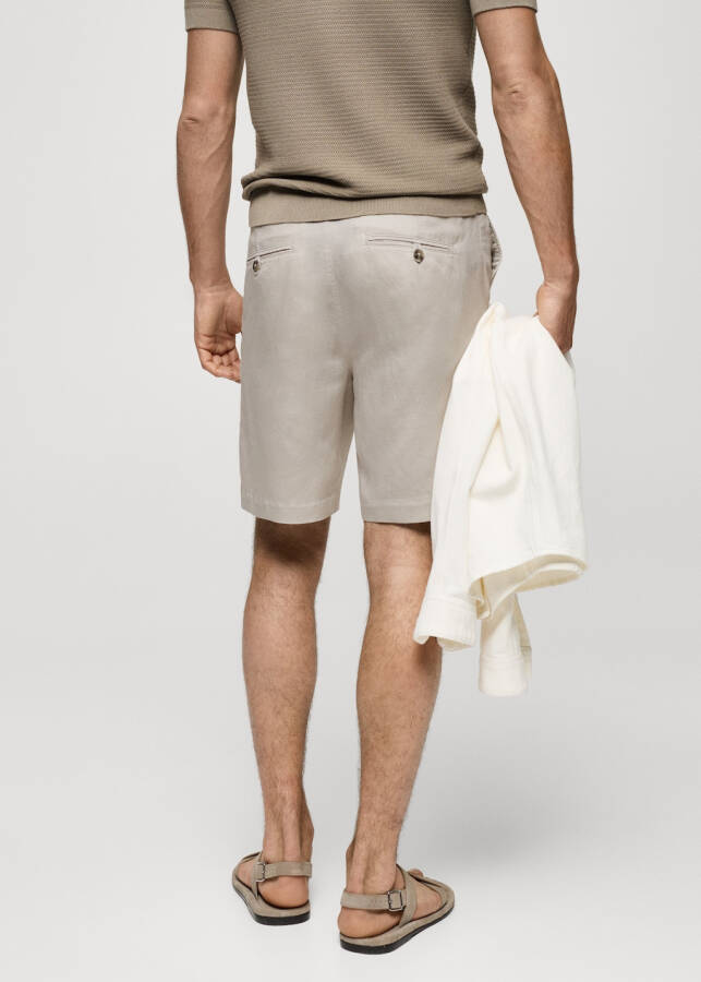 Tencel linen drawstring shorts - Ice Grey - 3