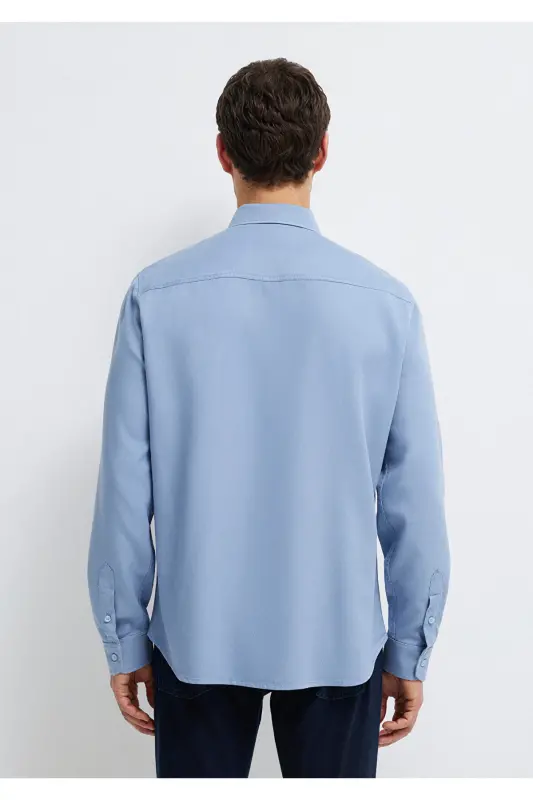(TENCEL™) Liyosel Gömlek Regular Fit / Normal Kesim 0210818-70813-Mavi - 6