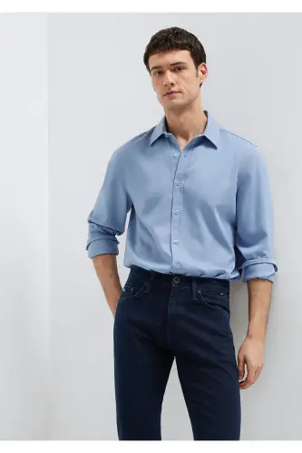 (TENCEL™) Liyosel Gömlek Regular Fit / Normal Kesim 0210818-70813 - Mavi 