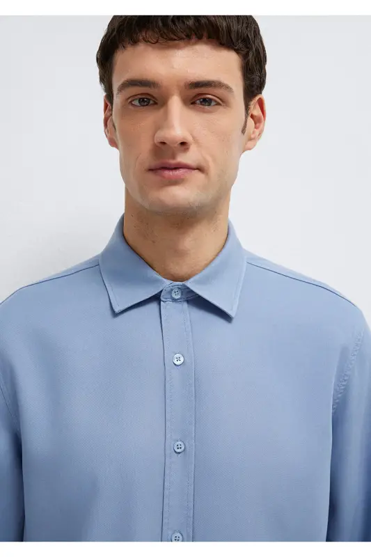 (TENCEL™) Liyosel Gömlek Regular Fit / Normal Kesim 0210818-70813-Mavi - 7