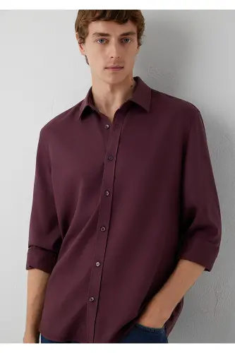 (TENCEL™) Lyocell Bordo Gömlek Regular Fit / Normal Kesim 0210818-70222 - Bordo - 1