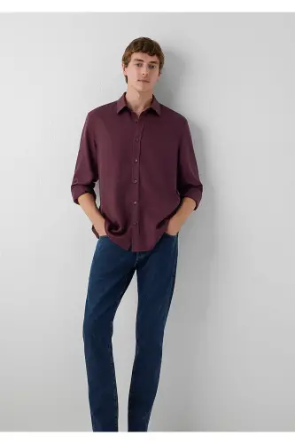 (TENCEL™) Lyocell Bordo Gömlek Regular Fit / Normal Kesim 0210818-70222 - Bordo - MAVI (1)
