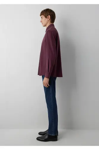 (TENCEL™) Lyocell Bordo Gömlek Regular Fit / Normal Kesim 0210818-70222 - Bordo - 4