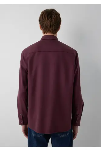 (TENCEL™) Lyocell Bordo Gömlek Regular Fit / Normal Kesim 0210818-70222 - Bordo - 5