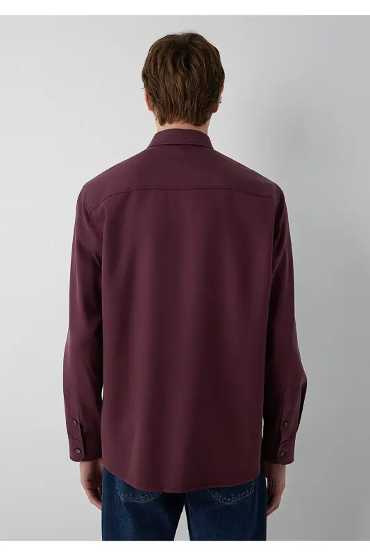 (TENCEL™) Lyocell Bordo Gömlek Regular Fit / Normal Kesim 0210818-70222 - Bordo - 5