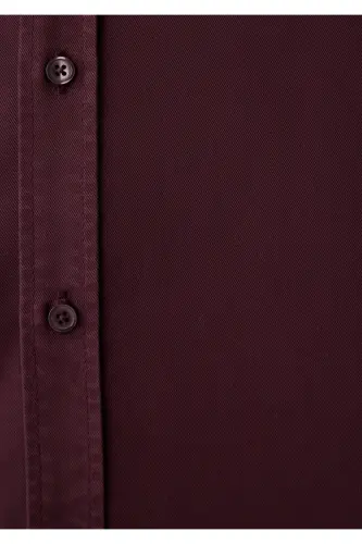 (TENCEL™) Lyocell Bordo Gömlek Regular Fit / Normal Kesim 0210818-70222 - Bordo - 7