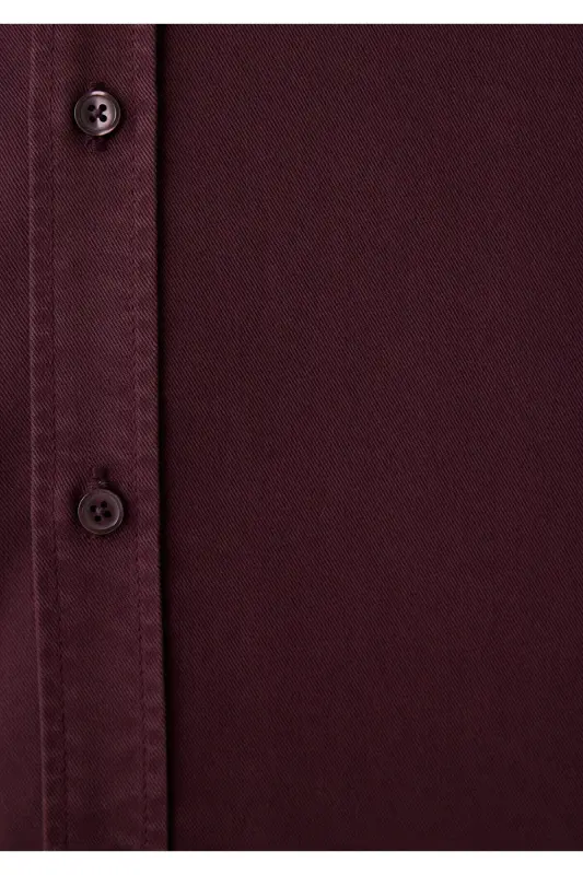 (TENCEL™) Lyocell Bordo Gömlek Regular Fit / Normal Kesim 0210818-70222 - Bordo - 7