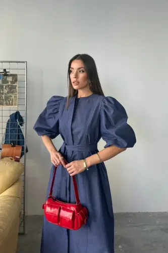 TENCEL QOVUN QO'L KO'YLAK - Indigo - BÜYÜKBEDENIZ (1)