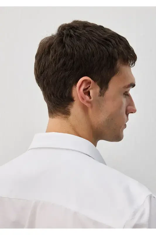 Tencel TM Oq Ko'ylak Slim Fit / Tor Bichim 021157 - 7