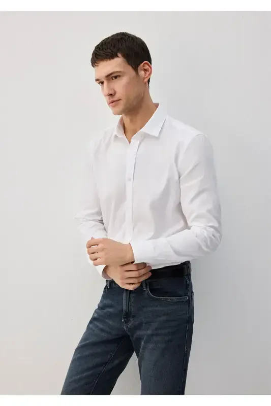 Tencel TM White Shirt Slim Fit / Narrow Cut 021157 - 1