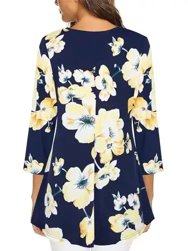 Tencole 3/4 Sleeve Shirts for Women Dressy Tunic Tops Casual Wear with Floral - 3