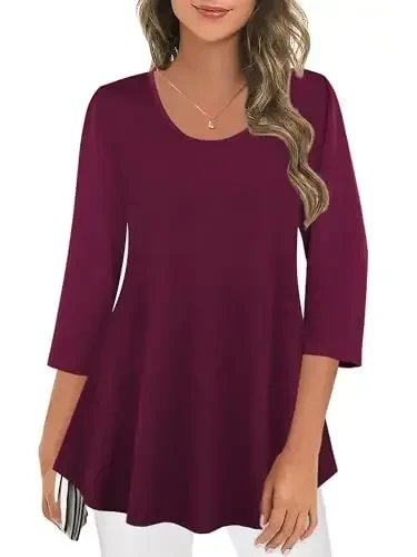 Tencole 3/4 Sleeve Shirts for Women Dressy Tunic Tops Casual Wear with Floral - 2