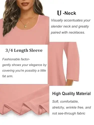 Tencole 3/4 Sleeve Shirts for Women Dressy Tunic Tops Casual Wear with Floral - 4