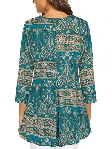 Tencole 3/4 Sleeve Shirts for Women Dressy Tunic Tops Casual Wear with Floral - 3