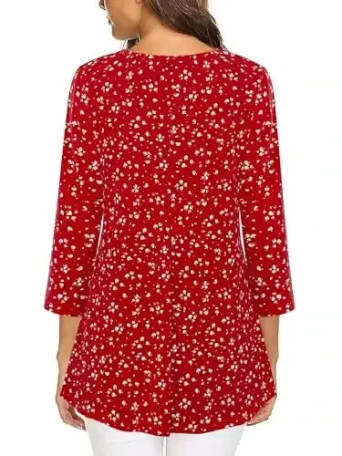 Tencole 3/4 Sleeve Shirts for Women Dressy Tunic Tops Casual Wear with Floral - 3