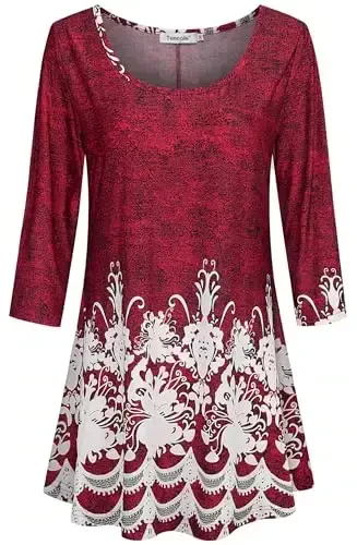 Tencole 3/4 Sleeve Shirts for Women Dressy Tunic Tops Casual Wear with Floral - TENCOLE (1)