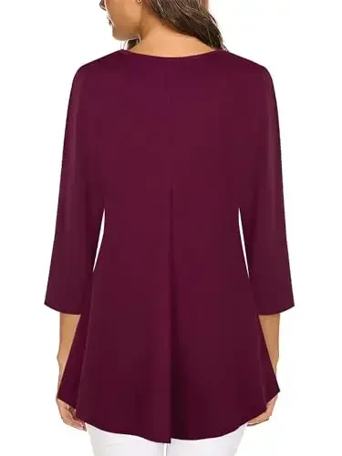 Tencole 3/4 yengli ko'ylaklar ayollar uchun nafis tunika toplari kundalik kiyimlar gulli naqsh bilan - 3