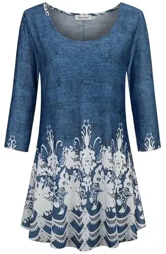 Tencole ayollar uchun 3/4 yengli ko'ylaklar gulli tunika top casual kiyim - TENCOLE (1)