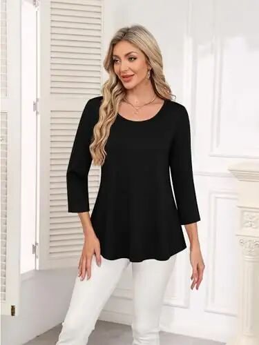 Tencole Womens 3/4 Sleeve Tunic Tops Business Casual Dressy Flowy Loose Fit | Lightweight fabric skims tummy, pairs with leggings or jeans, Wrinkle-free, easy care for office, church, travel, vacation - 3