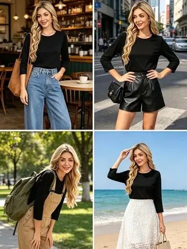 Tencole Womens 3/4 Sleeve Tunic Tops Business Casual Dressy Flowy Loose Fit | Lightweight fabric skims tummy, pairs with leggings or jeans, Wrinkle-free, easy care for office, church, travel, vacation - 4