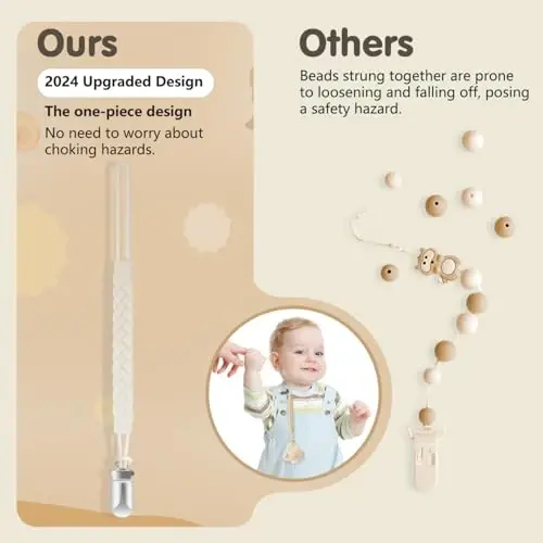 Tender Babe Silicone Pacifier Clip for Baby Boys and Girls, Woven Rope Flexible Design, Pacifier Holder for Teething Relief and Baby Essentials, Safe for Newborns (6 Pack) - 5