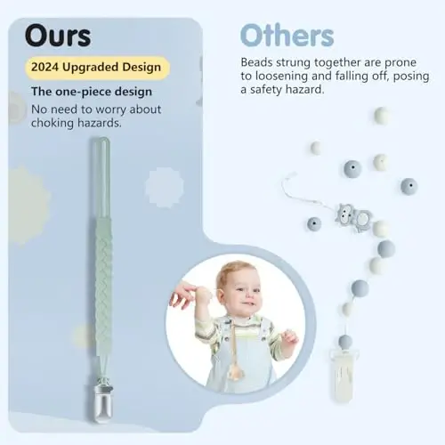 Tender Babe Silikon Emzik Askıları, Erkek ve Kız Bebekler İçin, Örgü İp Esnek Tasarım, Diş Çıkarma Rahatlaması İçin Emzik Tutucular ve Bebek İhtiyaçları, Yenidoğanlar İçin Güvenli (6'lı Paket) 