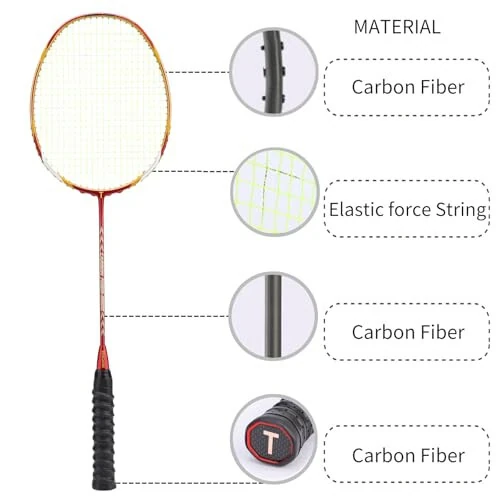 TENGAOSI Badminton Racket, 4U Lightweight Badminton Racquet, Professional 100% Full Carbon Badminton Racket with Grip - TENGAOSI