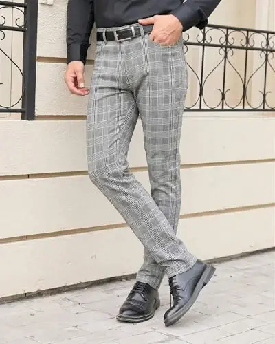 TENGINE erkaklar uchun katakli shimlar, erkaklar uchun tor, cho'ziluvchan, slim fit chino golf biznes kundalik shimlar 