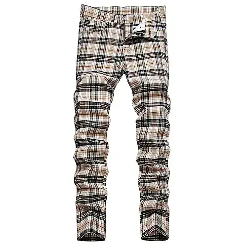 TENGINE erkaklar uchun katakli shimlar, erkaklar uchun tor stretch slim fit chinos golf biznes kostyumi kundalik shimlar 