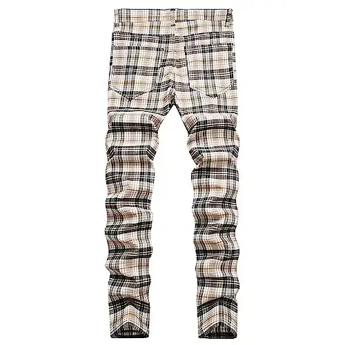 TENGINE erkaklar uchun katakli shimlar, erkaklar uchun tor stretch slim fit chinos golf biznes kostyumi kundalik shimlar - 2