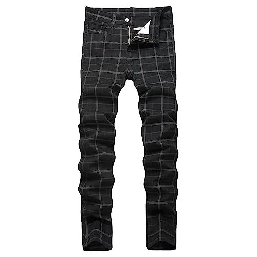 TENGINE erkaklar uchun katakli shimlar, erkaklar uchun tor torli slim fit chinos golf biznes kostyumi kundalik shimlar - 1