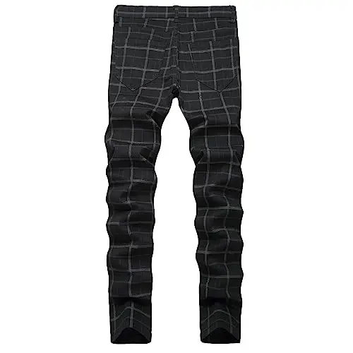 TENGINE erkaklar uchun katakli shimlar, erkaklar uchun tor torli slim fit chinos golf biznes kostyumi kundalik shimlar - TENGINE (1)