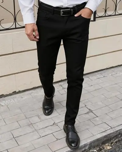 TENGINE Plaid Pants for Men, Mens Skinny Stretch Slim fit Chinos Golf Business Dress Casual Pants - TENGINE (1)