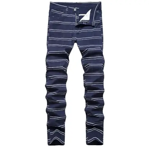 TENGINE Plaid Pants for Men, Mens Skinny Stretch Slim fit Chinos Golf Business Dress Casual Pants - 1